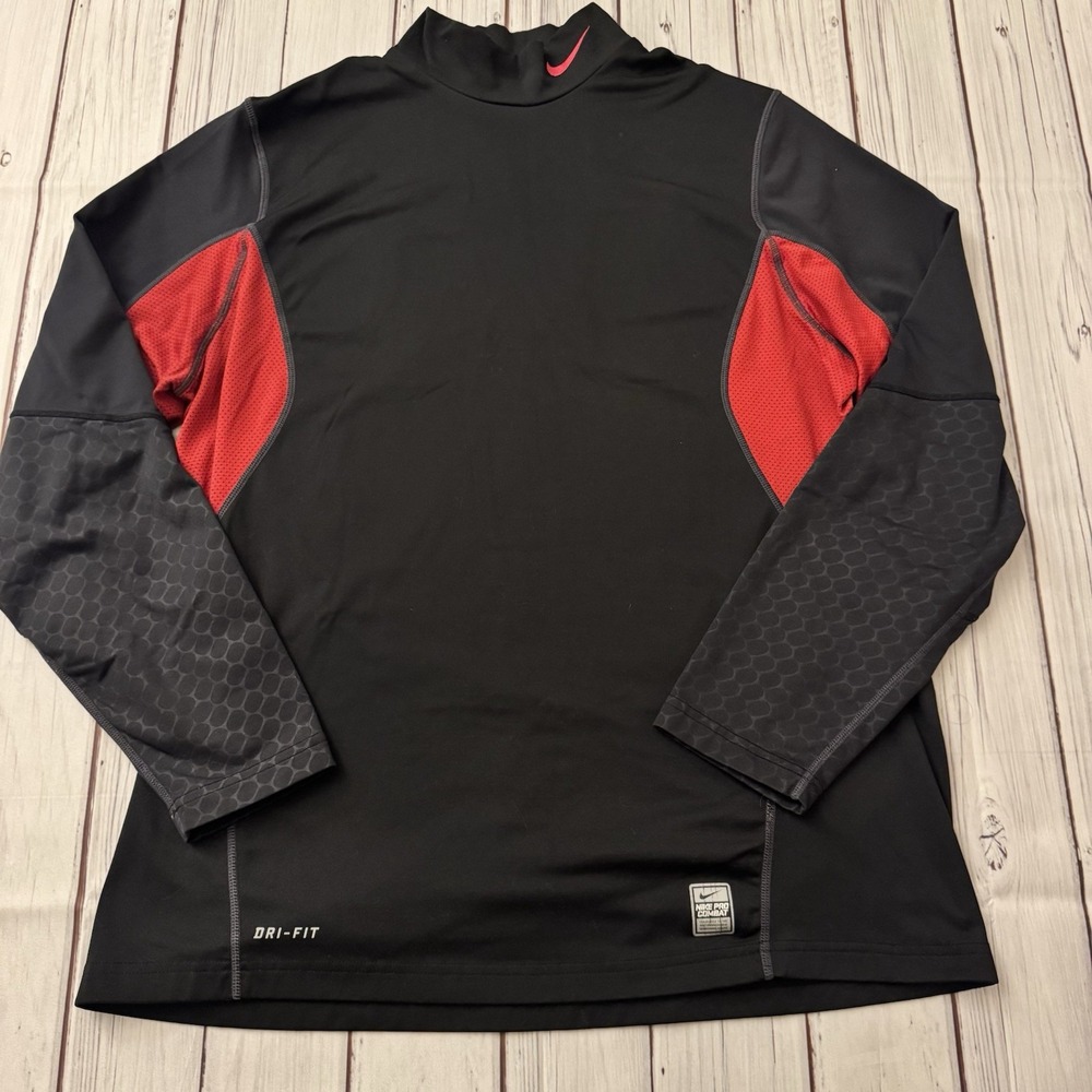 NIKE PRO COMBAT MENS SHIRT COMPRESSION JERSEY LONGSLEEVE SPORT GYM SIZE ADULT XL